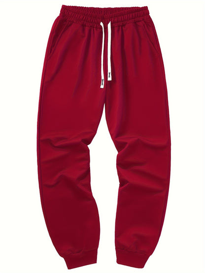 5pcs Set Of Men's Solid Color Regular Fit And Cuffed Sweatpants With Drawstring And Pockets