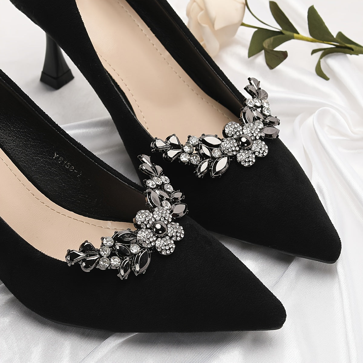 2pcs Elegant Rhinestone Shoe Clips - Versatile Detachable Decor for High Heels & Flats, Zinc Alloy