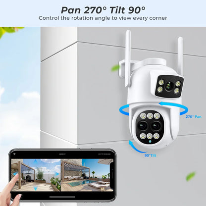 12MP 6K Wifi IP Camera Outdoor 8X Zoom Dual Screens 6MP PTZ Wifi Surveillance Camera Night Vision ICSEE APP CAM Human Detection