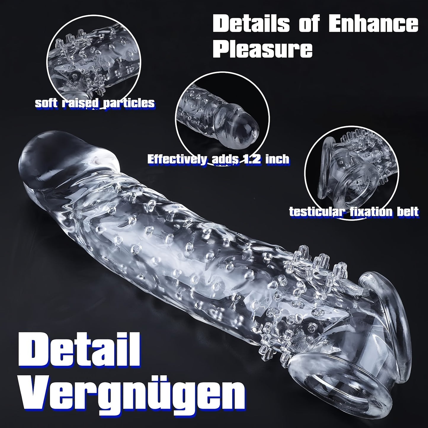 Extra Thick Reusable Penis Sleeve with Realistic Texture - Enhance Your Size & Pleasure, Includes Testicle Ring for Men