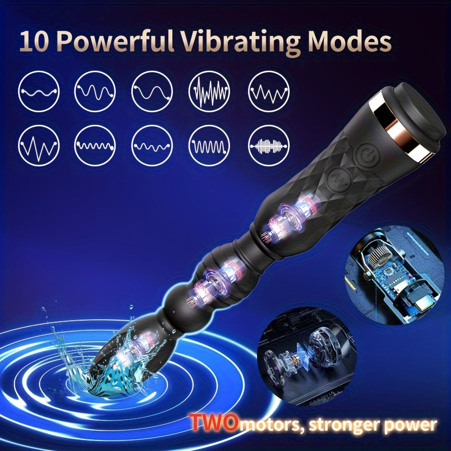 Rechargeable Silicone AV Stick Vibrator with Anal Plug - 10 Vibration Modes, G-Spot Massager, Dual Motors for Powerful Pleasure, Ideal for Couples & Solo Play