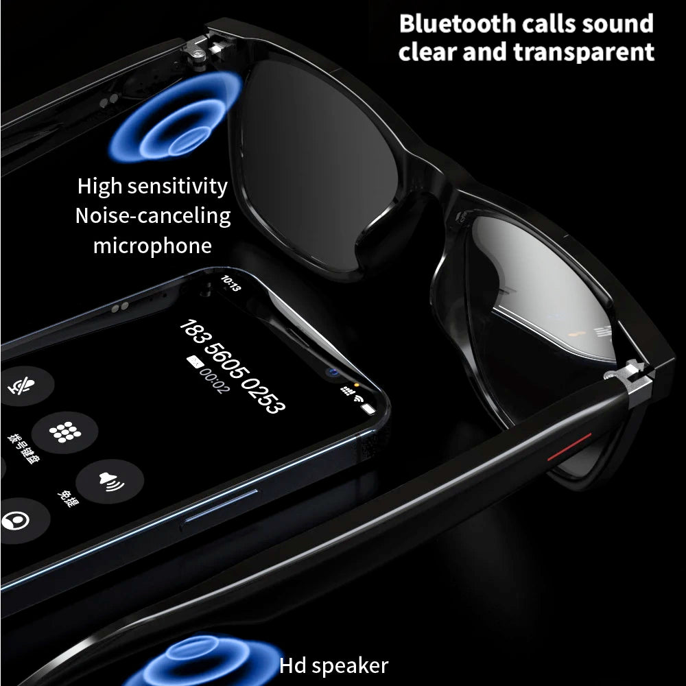 2 in 1 Headset Smart Glasses Blue Tooth Audio Call AI Voice Noise Reduction Music Eyewear Waterproof Speaker