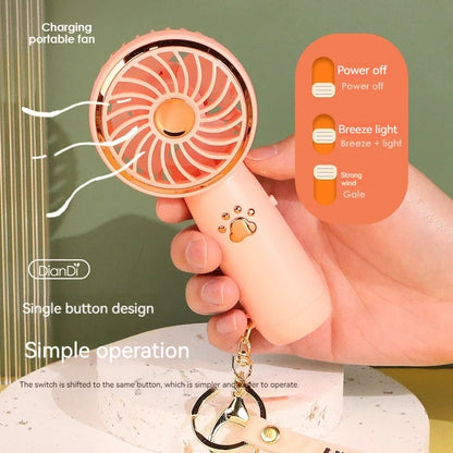 New Handheld Mini Fan Cute Extra Long Range with Keychain USB Charging Outdoor Camping Portable Air Conditioner