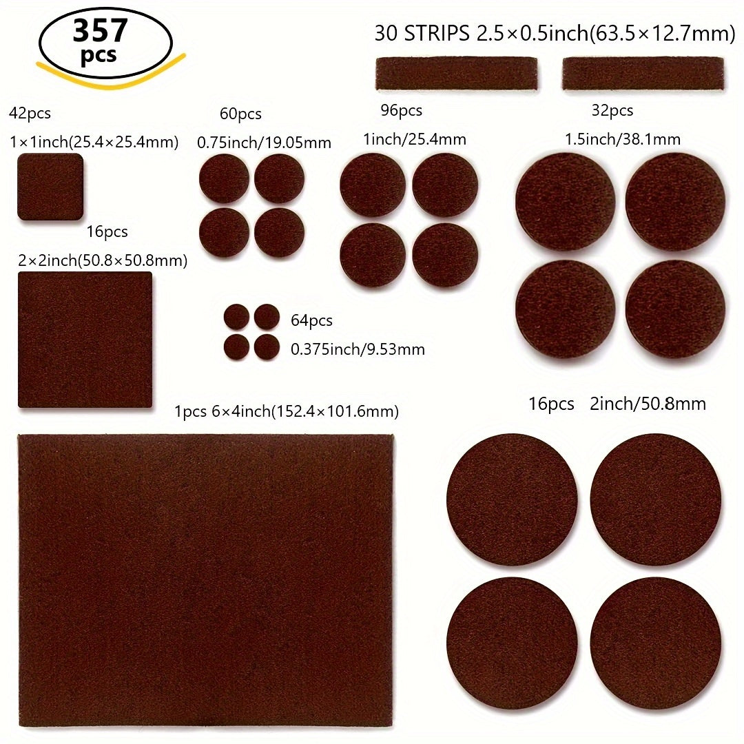 357-Pack Premium Large Size Felt Furniture Pads, Assorted Sizes, Ideal Floor Protector for Hardwood and Laminate Floors