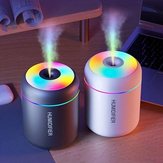 Compact USB Air Humidifier with LED Night Light - Pink, Ideal for Car, Office, Home, Yoga & Spa - 6.09oz Capacity