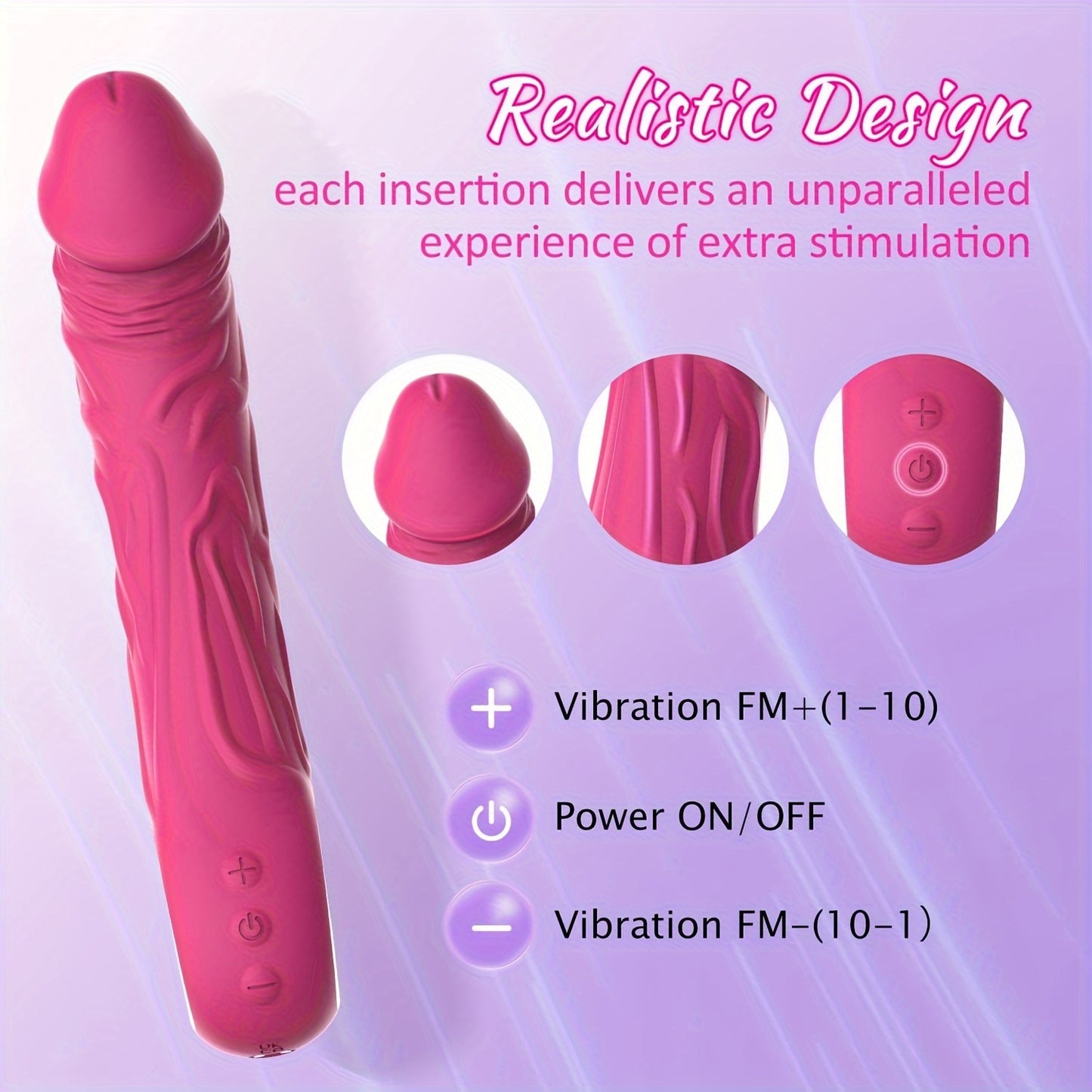 Realistic Vibrator Dildo For Women, Sex Toys Clitoris G Spot Anal Stimulator With 10 Powerful Vibration Mode, Anal Butt Plug Massager, Adult Toys Powerful Vibrator For Women Couples (ROSE RED)