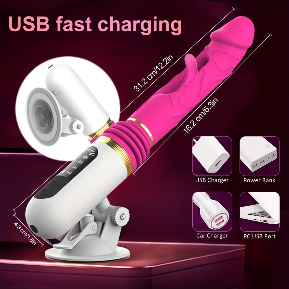 5 Powerful Thrusting Modes: USB Fast Charging Adult Toy with 3 Ergonomic Grips and 39°C Heating