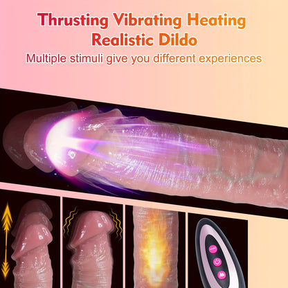 1pc Thrust Dildo Vibrator Sex Toy With 9 Thrust And 9 Vibration And Heating Modes, G-spot Stimulator - Powerful Suction Cup Hands-free, Female Pleasure Toy