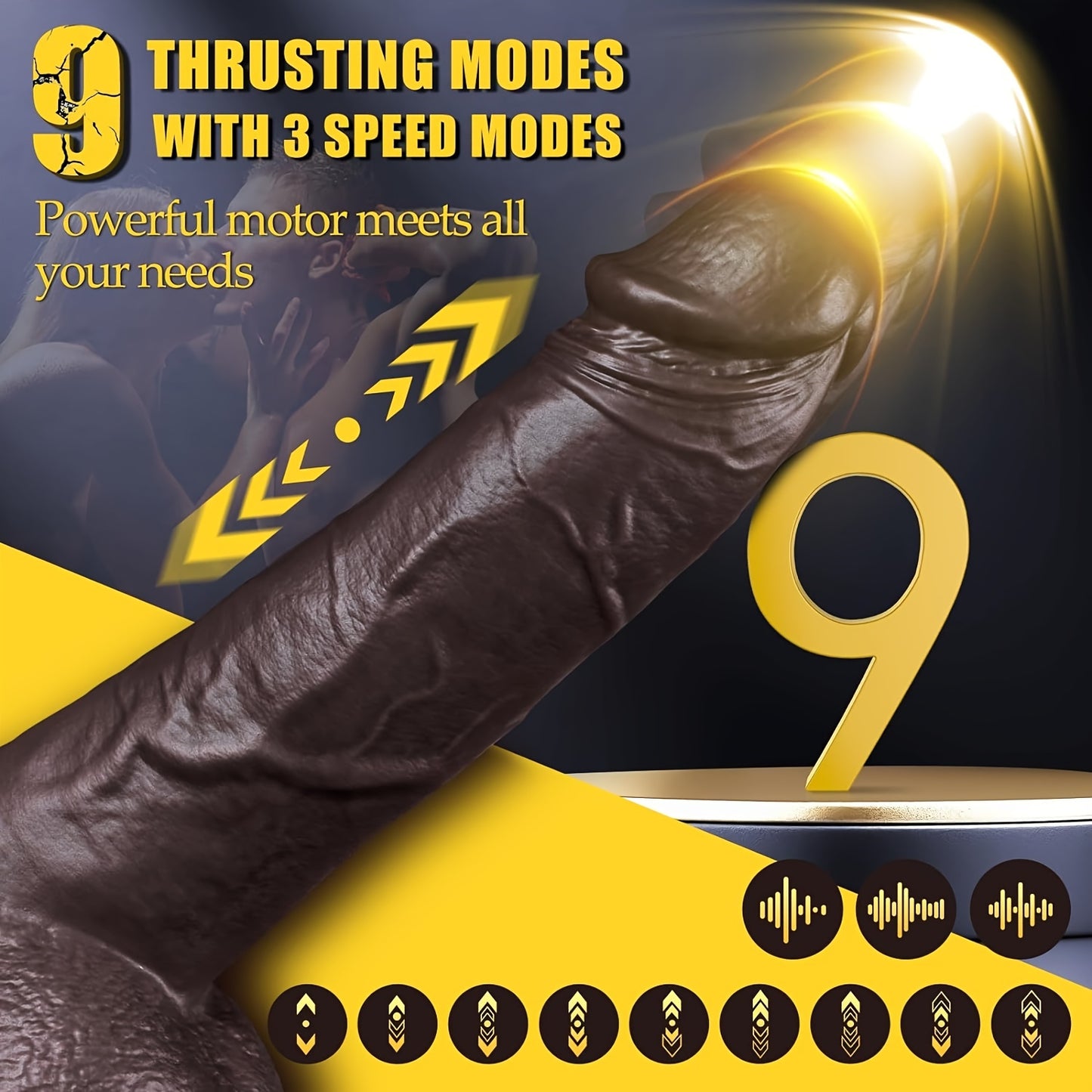 1pc 9 Inch Thrusting Dildo Vibrator Sex Toys -4 IN 1 Realistic Dildos For G Spot Anal Stimulation With 10 Thrusting & 10 Vibration & Heating Mode, Silicone Dildo Remote Control Adult Toy For Women Couple (black)