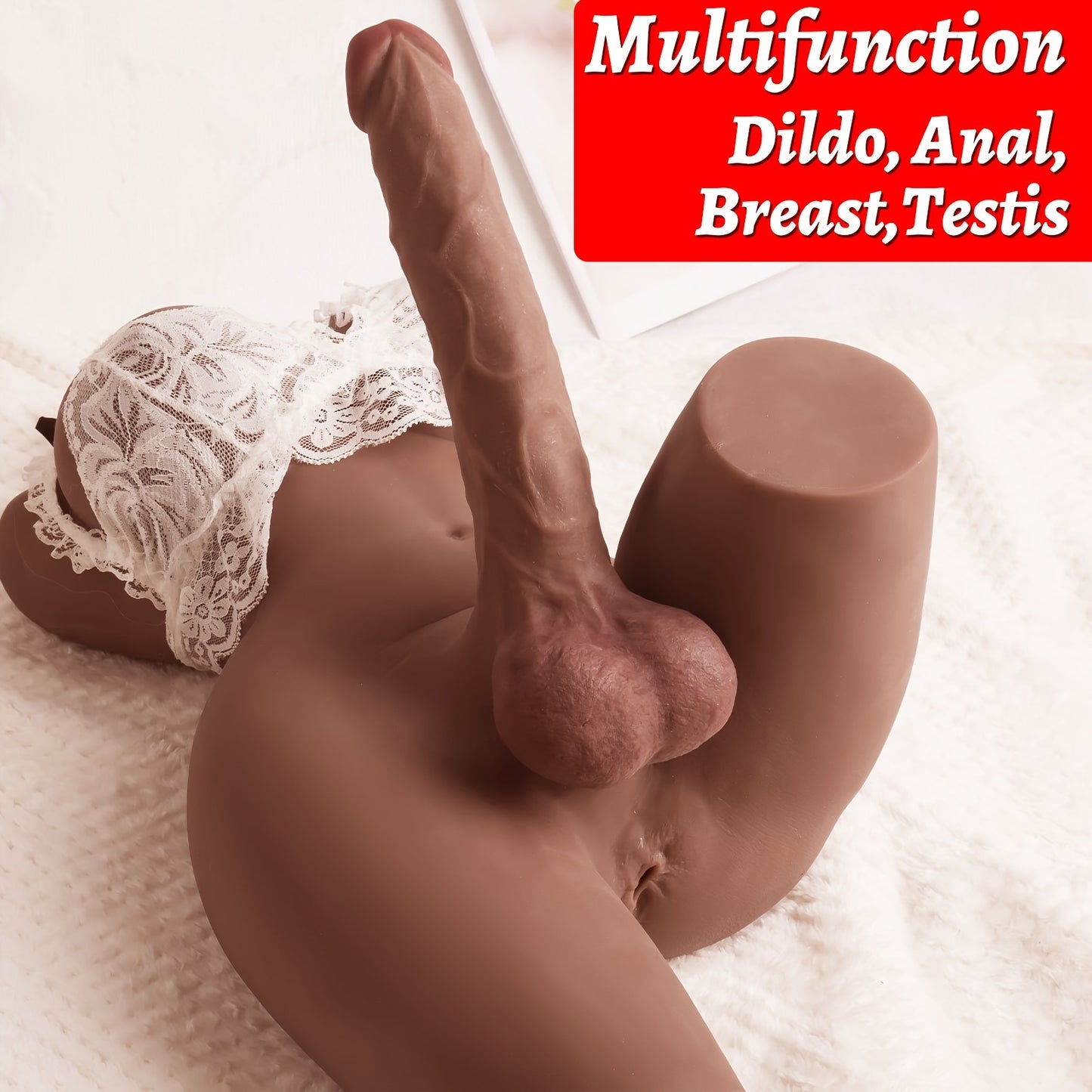 20.2lb/9.1kg Shemale Sex Doll Torso Realistic Dildo Breasts and Anal Lifelike Transsexual Love Dolls Hugh Penis Silicone Breast Anal Testicles Unisex Masturbator for Men Women Gay Couple Adult Sex Toys Male Masturbation