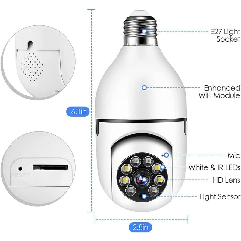 Wireless Security 360 1080P IP E27 Light Bulb Camera Wi-Fi