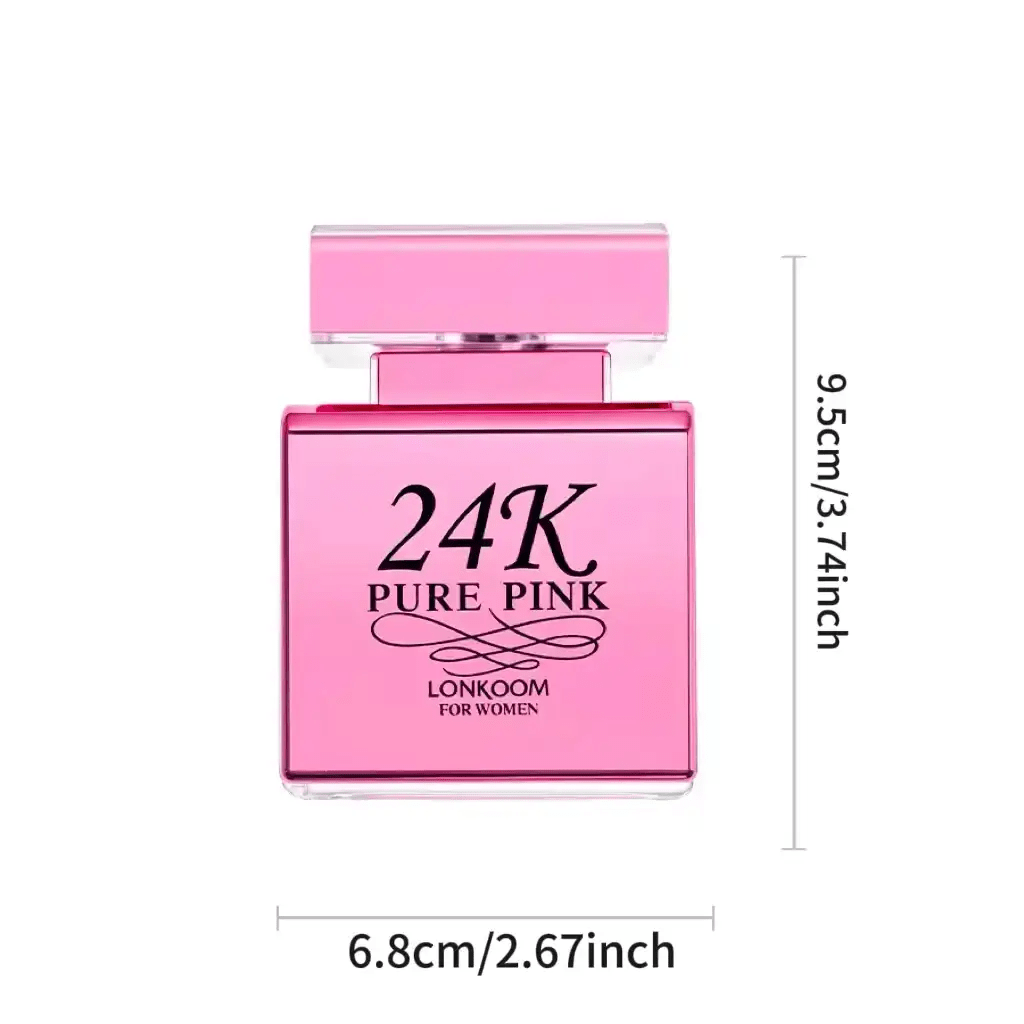 Long-Lasting EDP Perfume For Women,24K PURE PINK LONKOOM Parfum,3.4oz/100ml,