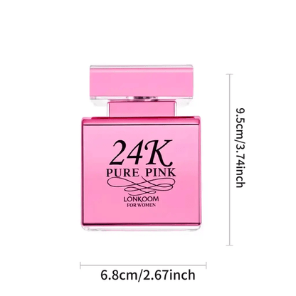 Long-Lasting EDP Perfume For Women,24K PURE PINK LONKOOM Parfum,3.4oz/100ml,