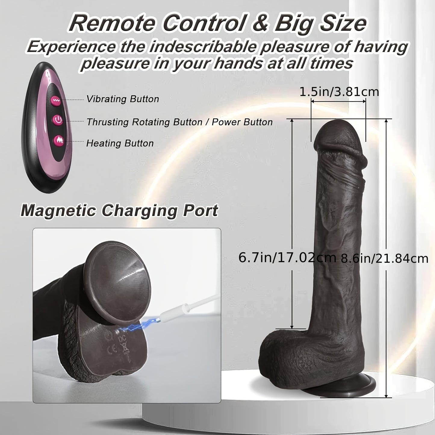 1pc 9 Inch Thrusting Dildo Vibrator Sex Toys -4 IN 1 Realistic Dildos For G Spot Anal Stimulation With 10 Thrusting & 10 Vibration & Heating Mode, Silicone Dildo Remote Control Adult Toy For Women Couple (black)