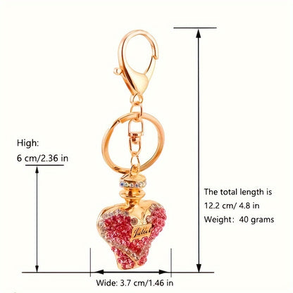 1pc Rhinestone Perfume Bottle Keychain Cute Alloy Key Chain Ring