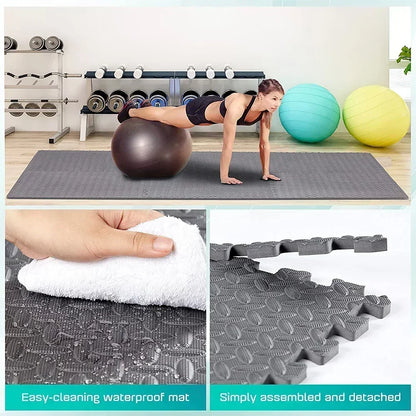 4~20Pcs Puzzle Fitness Mat, Eva Interlocking Foam Floor Tiles for Storage and Home Gym Equipment Mat, Non-Slip Floor Mat for Kids