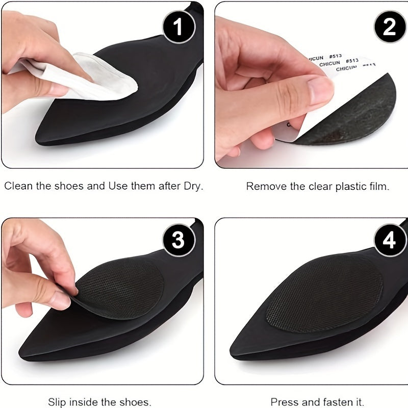 20pcs Black Silicone Anti-Slip Shoe Inserts - Adhesive Sole Protectors for All Shoe Styles