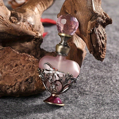 0.14oz Dragonfly Heart-Shaped Diamond-Encrusted Glass Perfume Bottle - Refillable & Reusable