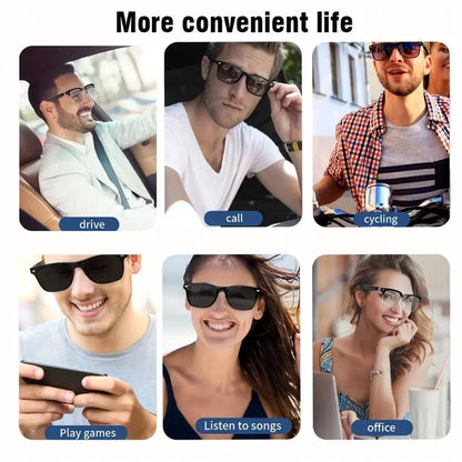 SENBONO Smart Glasses, Low Latency Audio & Built-In Mic & Speakers, HD BT Call Smart Glasses Compatible with Touch & AI Voice Assistant