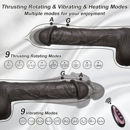 1pc 9 Inch Thrusting Dildo Vibrator Sex Toys -4 IN 1 Realistic Dildos For G Spot Anal Stimulation With 10 Thrusting & 10 Vibration & Heating Mode, Silicone Dildo Remote Control Adult Toy For Women Couple (black)