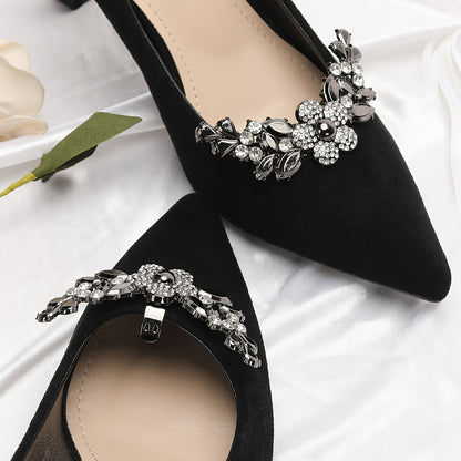 2pcs Elegant Rhinestone Shoe Clips - Versatile Detachable Decor for High Heels & Flats, Zinc Alloy