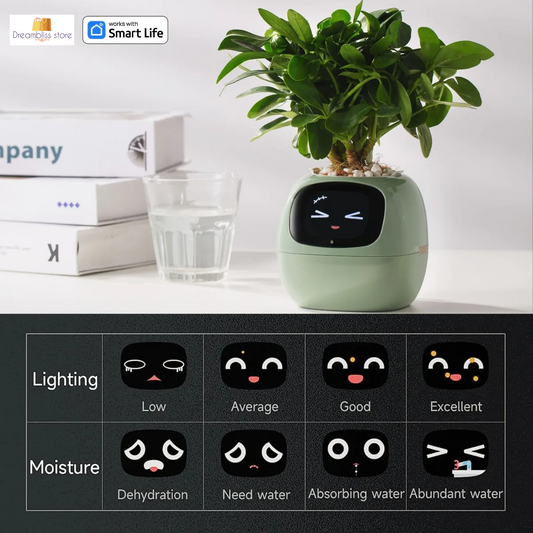 Smart Life Planter, Endless Fun Over 49 Rich Expressions,7 smart sensors, AI Chips Make Raising Plants Easy and Fun