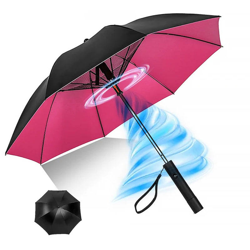 Portable Umbrella with Fan, UV Sun Umbrella, Safety Isolation Mesh, Super Wind Power, USB Rechargeable, 2600Mah
