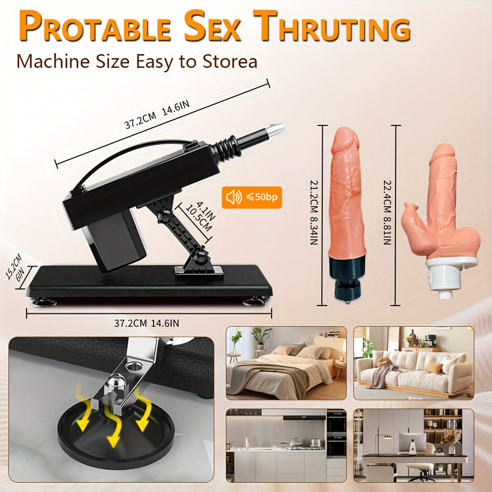 Sex Machine Premium Automatic Sex Thrusting Machine For Women And Men Adult Sex Toy Heated Dildo Thrusting Dildo Machine For Couples And Solo Play Sex Toys Thruster For Hands-Free Play With 2 Attachments