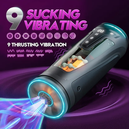 Male Masturbator Gift 9 Intense Vibrations, 8 Adjustable Insertion Modes, 2 Heat Levels, Hands-Free, Rechargeable, Easy to Clean, TPE Material, 3D Textured Tunnels, Fits More Sizes - Suitable for Men, Penis Pumps, Adult Sex T