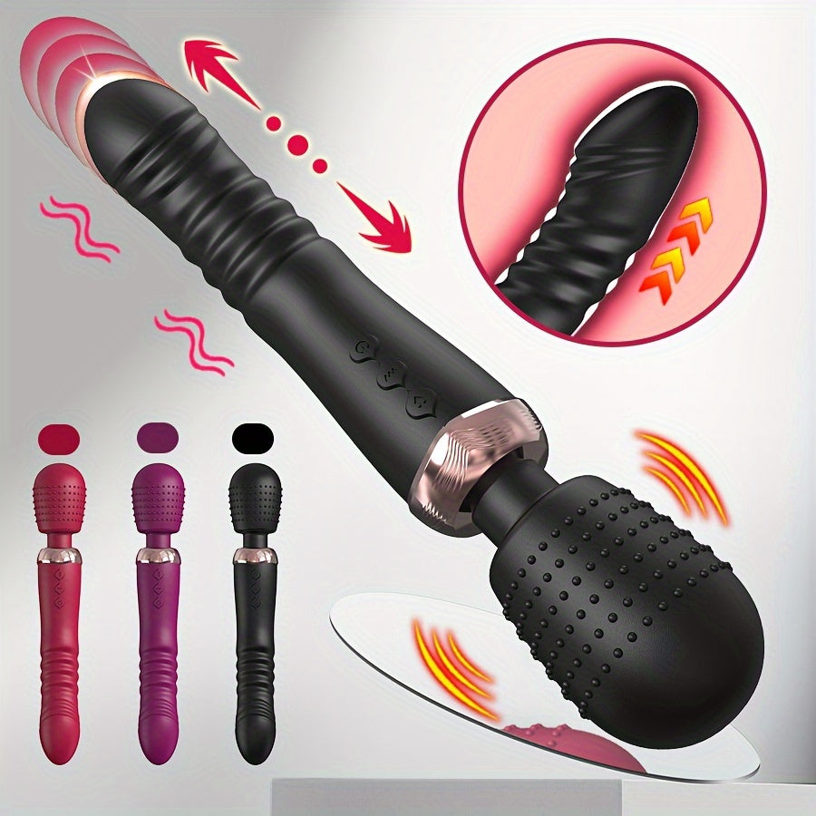 1pc Thrust Vibrator Powerful 2 Motors Fast Thrusting And Dildos Vibrator, Silicone Large Size Wand G-Spot Massager Sex Toy Couple Stimulator For Adults