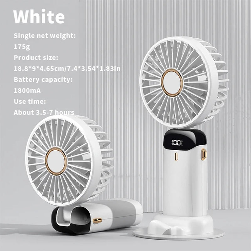 Usb Handheld Fan Mini Portable Student Small Ffan Digital Display Folding Fragrance Rechargeable Desktop Electric Fan