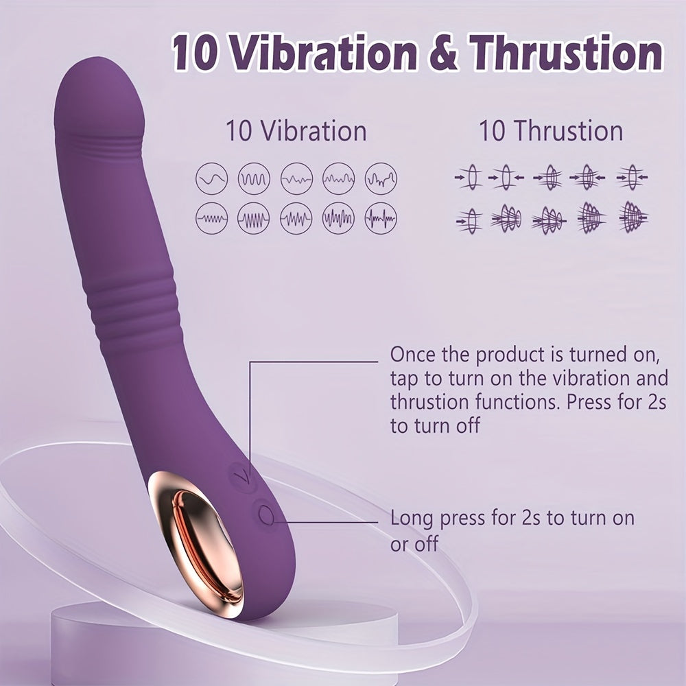 USB Rechargeable Dual Function Adult Toy: 10 Vibration and Stimulation Modes, Realistic Silicone Design, Suitable for Female and Couples - Sandfox Brand