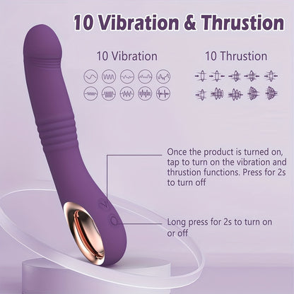 USB Rechargeable Dual Function Adult Toy: 10 Vibration and Stimulation Modes, Realistic Silicone Design, Suitable for Female and Couples - Sandfox Brand