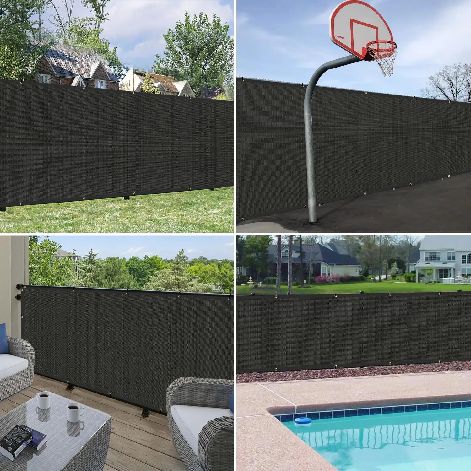 6' X 22' Privacy Fence Screen in Black W/ Brass Grommet 85% Blockage Windscreen Outdoor Mesh Fencing Cover Netting 150GSM Fabric