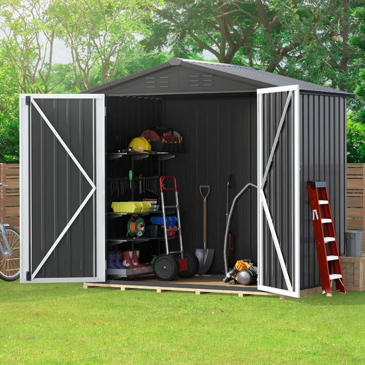 6'X 4 'Outdoor Storage Shed, Large Metal Shed, Heavy-Duty Storage Room, with Lockable Doors and Ventilation Openings