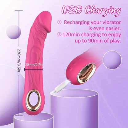 Realistic Vibrator Dildo For Women, Sex Toys Clitoris G Spot Anal Stimulator With 10 Powerful Vibration Mode, Anal Butt Plug Massager, Adult Toys Powerful Vibrator For Women Couples (ROSE RED)