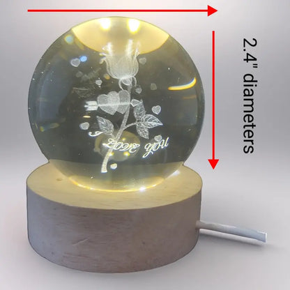 3D Crystal Light Ball for Mother's Day, Night Light with Removable Glow Ball