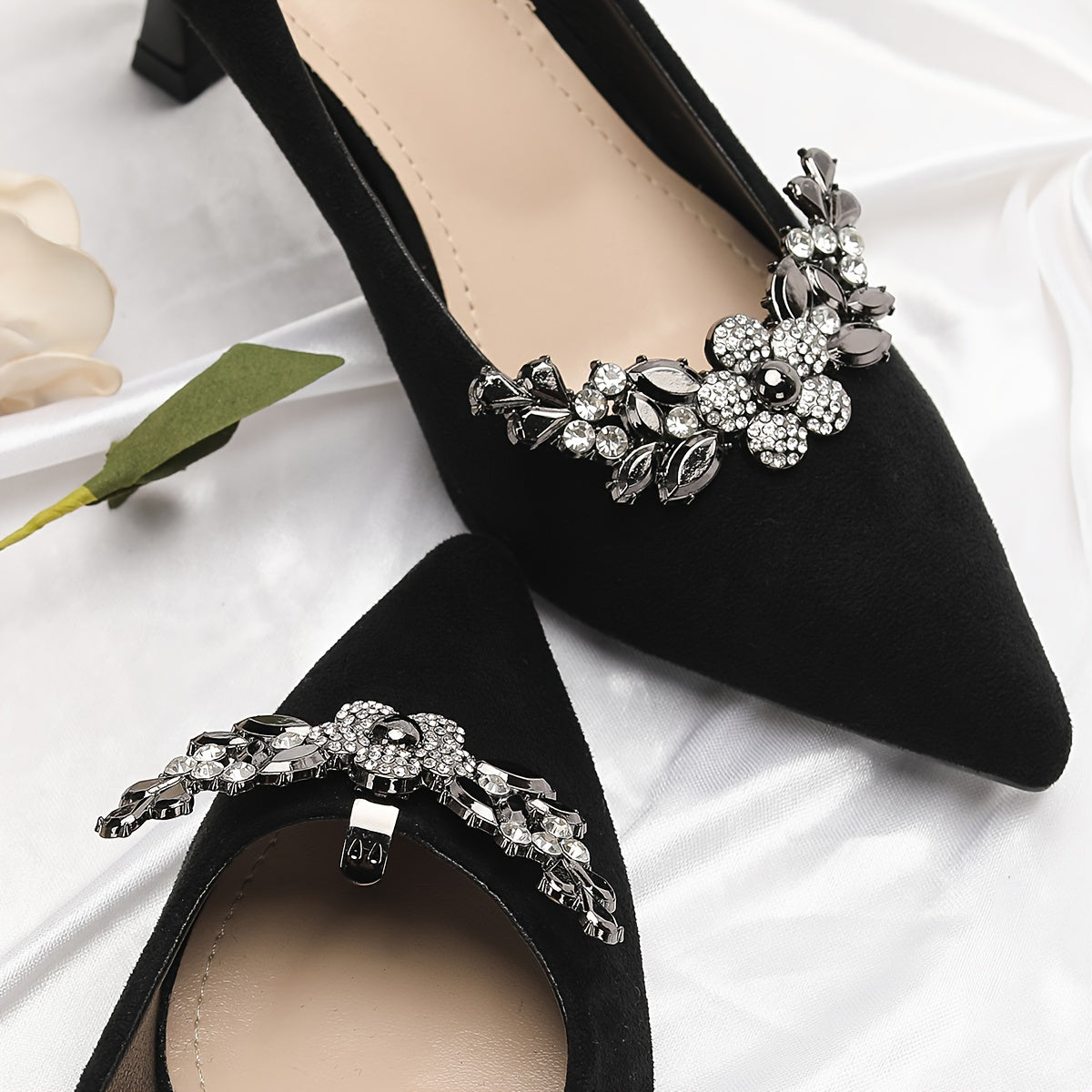 2pcs Elegant Rhinestone Shoe Clips - Versatile Detachable Decor for High Heels & Flats, Zinc Alloy