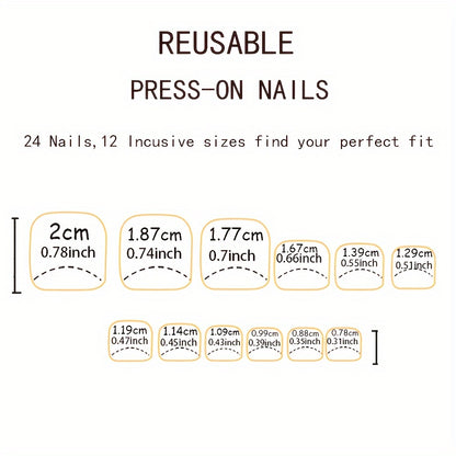 24pcs Glossy Summer Short Square Floral Press On Toenails, Pure Red Fake Toenails With Rhinestones Design