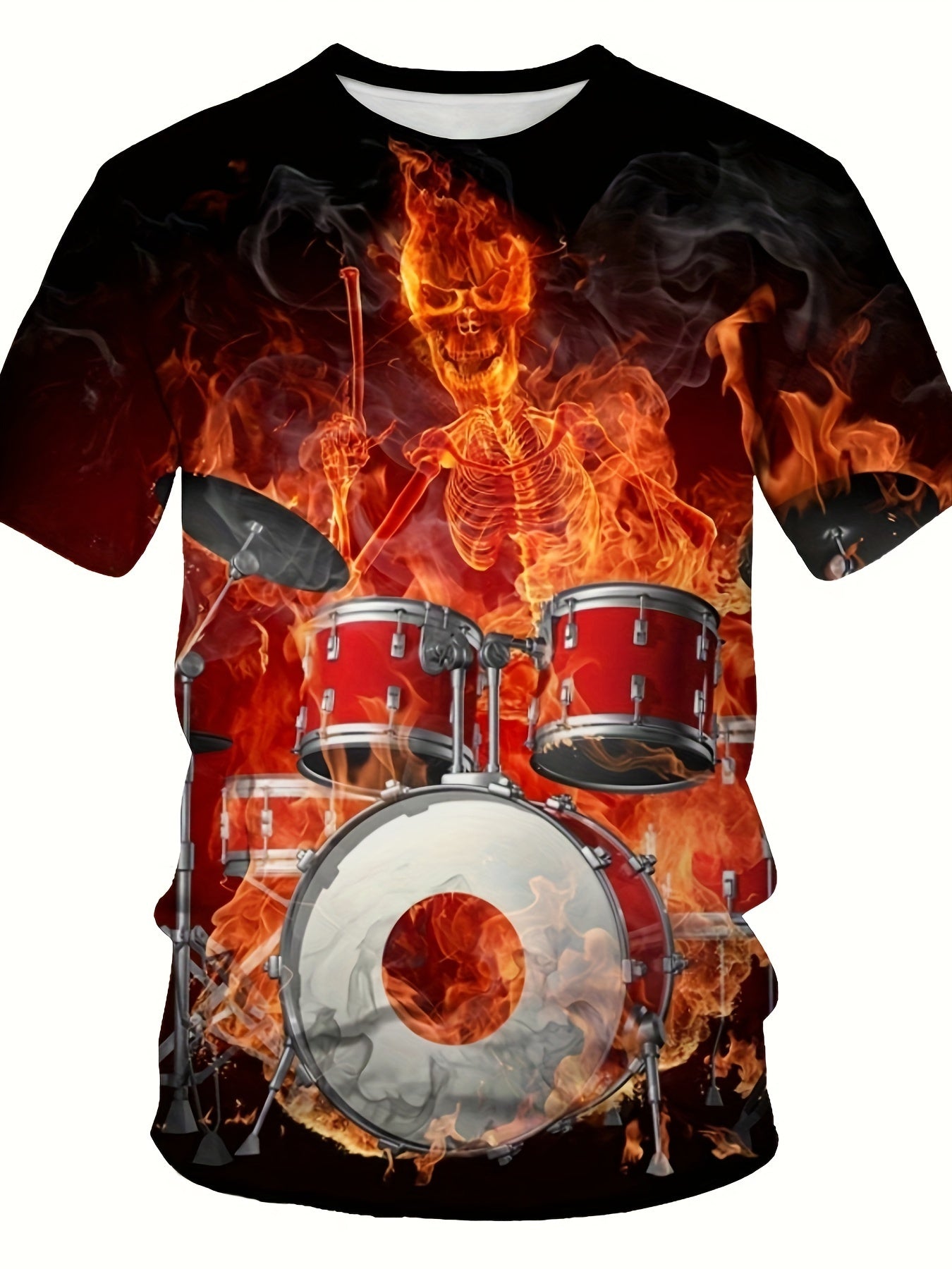 Drums Pattern 3D Printed Short Sleeve T-shirt For Men