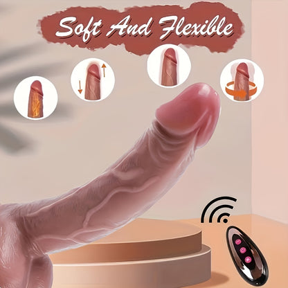 1pc, Sex Toys, Massager, 8.6in Realistic Fake Penis Vibrator Sex Toy, 10 Extendable, 10 Vibrations, Heatable, Remote Control, Liquid Silicone, USB Charging, Powerful Suction Cup