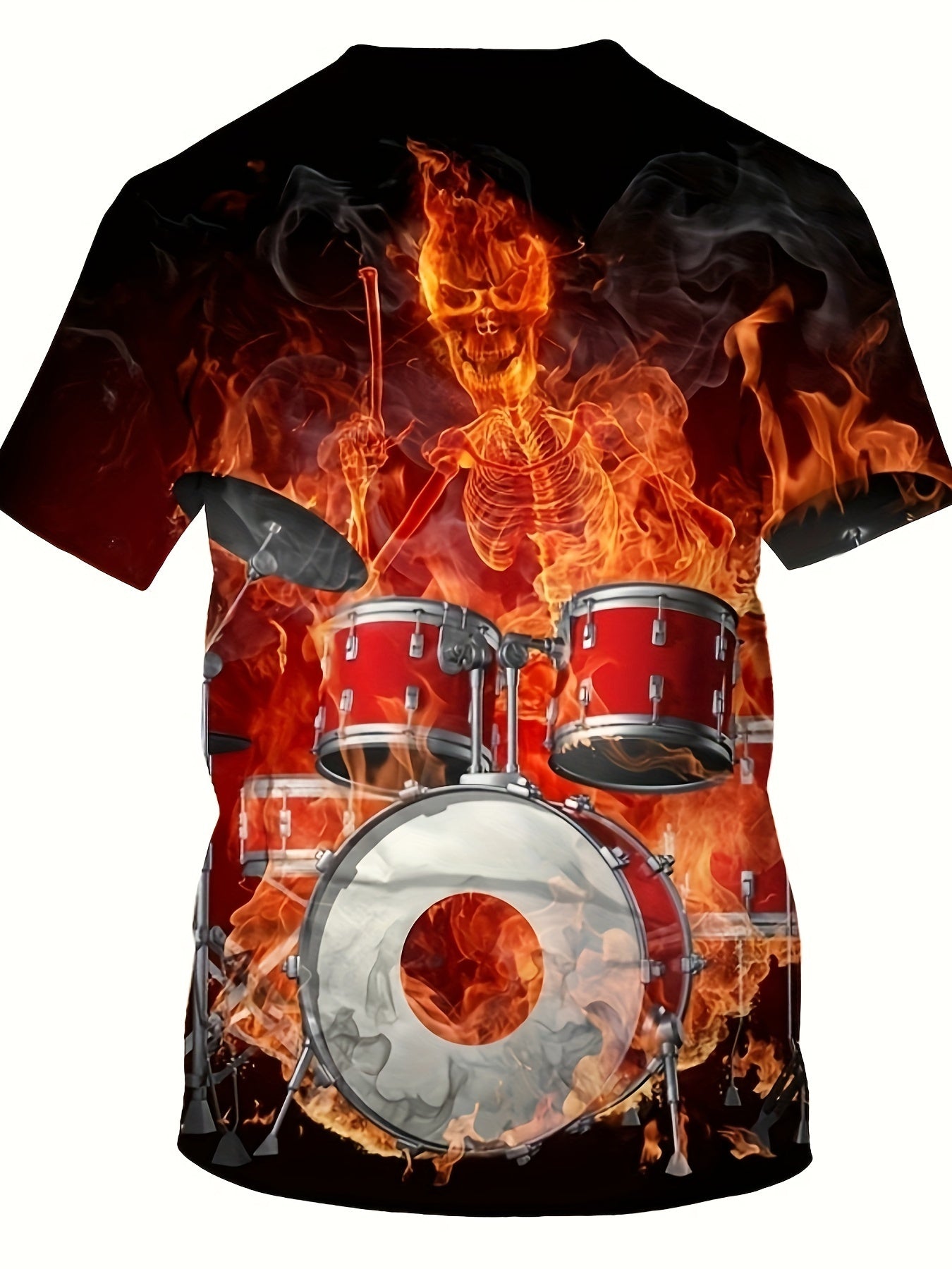 Drums Pattern 3D Printed Short Sleeve T-shirt For Men