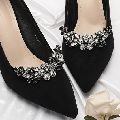 2pcs Elegant Rhinestone Shoe Clips - Versatile Detachable Decor for High Heels & Flats, Zinc Alloy