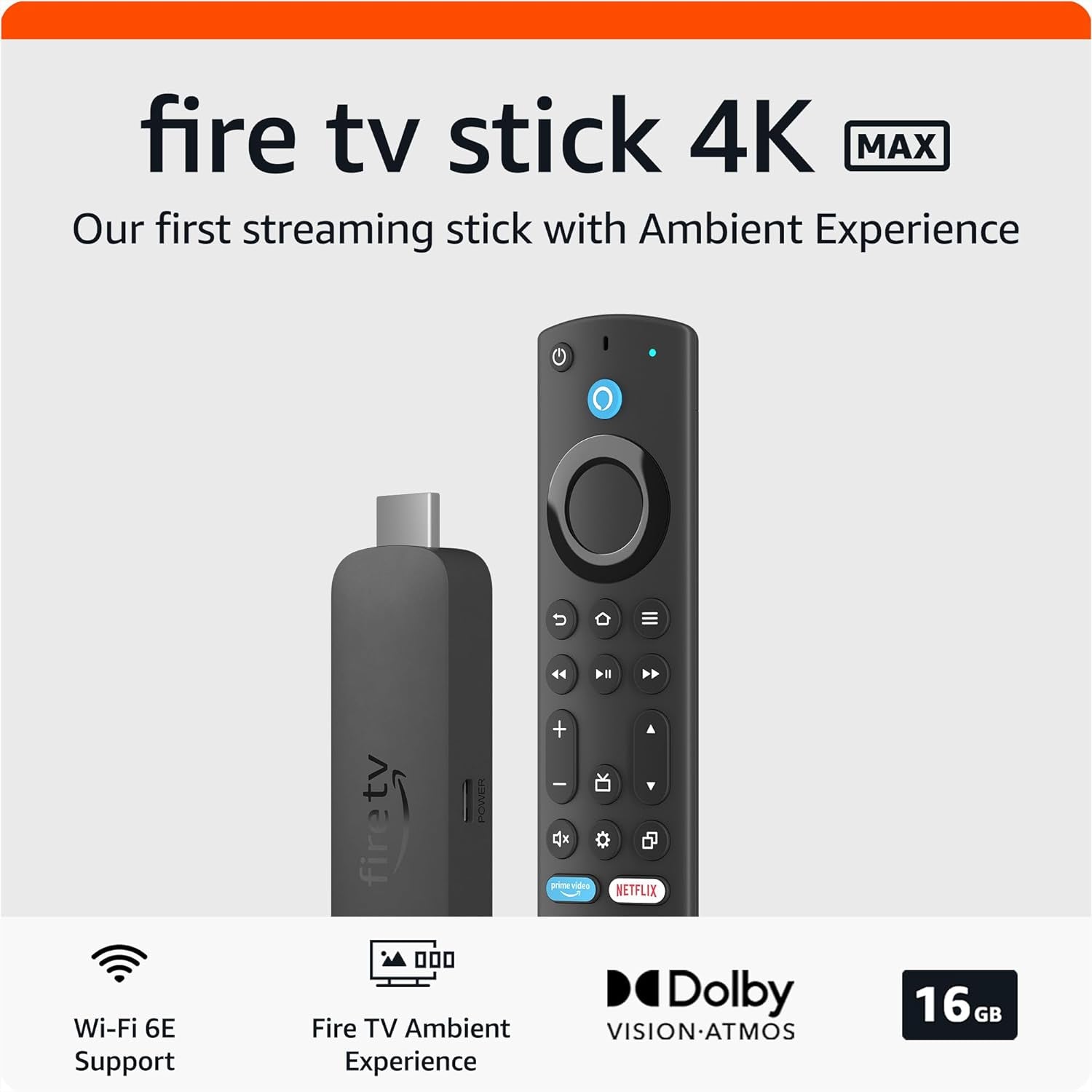 Amazon Fire TV Stick 4K Max Streaming Device, Supports Wi-Fi 6E, Free & Live TV without Cable or Satellite