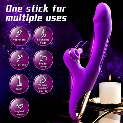 Rechargeable Rabbit Vibrator with 7 Sucking & Vibrating Modes - G-Spot, Clitoral & Nipple Stimulation - Battery-Powered Adult Sex Toy for Women