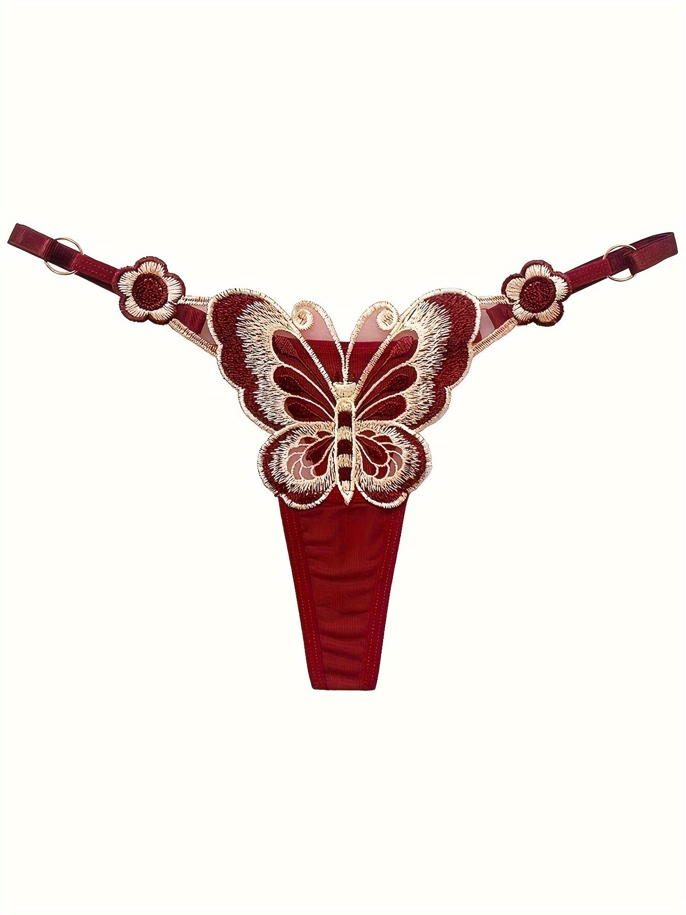 3pcs Seamless Butterfly Embroidery Thongs, Sexy Comfy Breathable Stretchy Intimates Panties, Women's Lingerie & Underwear