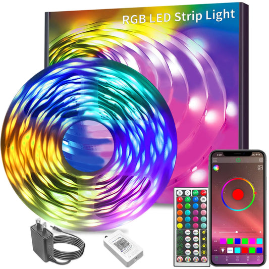 LED Strips Light for Dressers, 1 Box 100FT LED Light Strips with APP & IR Remote, Music Sync Bluetooth-Compatible Atmosphere Light, Decorative Ambient Night Light for Dressers for Bedroom, Home & Party Festival