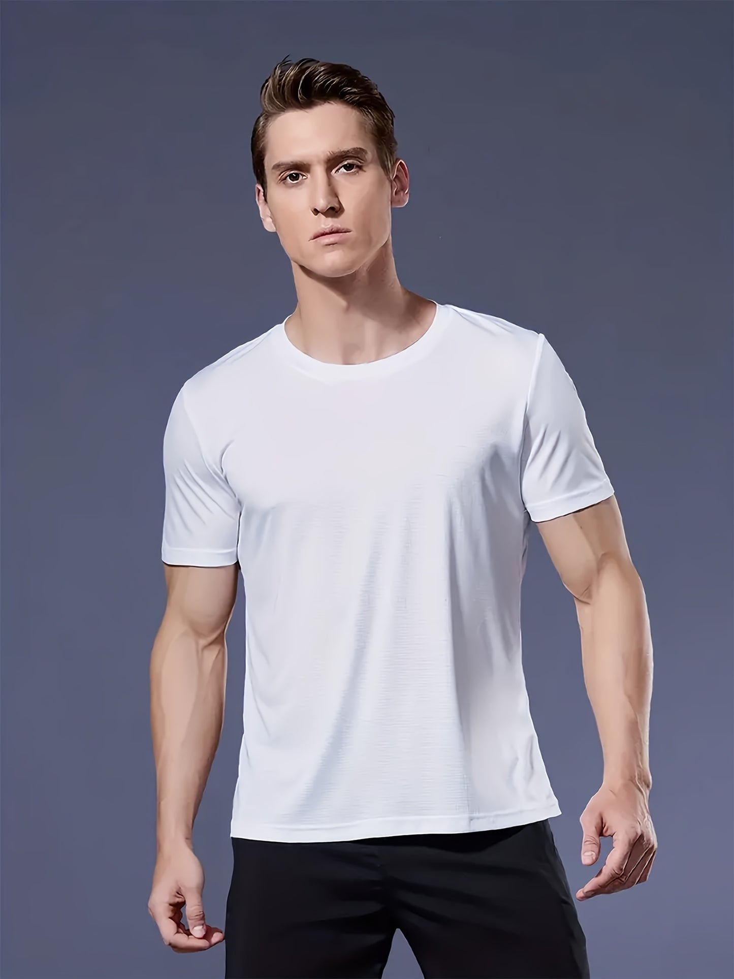 7pcs Men's Quick-Dry Athletic T-Shirts - Breathable, Moisture-Wicking Crew Neck Tees in Navy, Army Green, Burgundy, Khaki, Black, White, Gray - Perfect for Gym