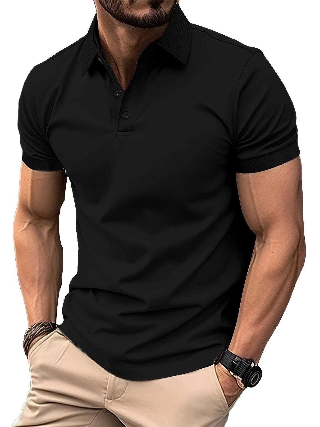 Men Polo Shirt Short Sleeve Golf Shirt Slim Fit Polo Shirt