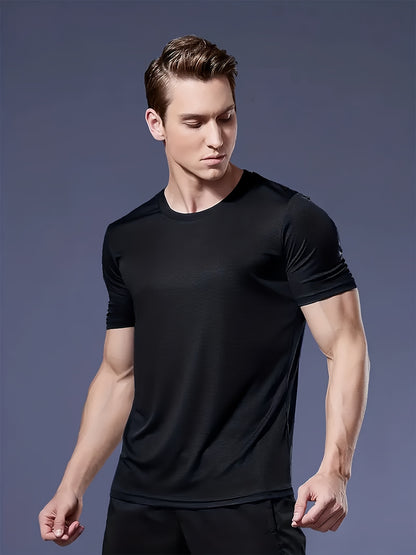 7pcs Men's Quick-Dry Athletic T-Shirts - Breathable, Moisture-Wicking Crew Neck Tees in Navy, Army Green, Burgundy, Khaki, Black, White, Gray - Perfect for Gym